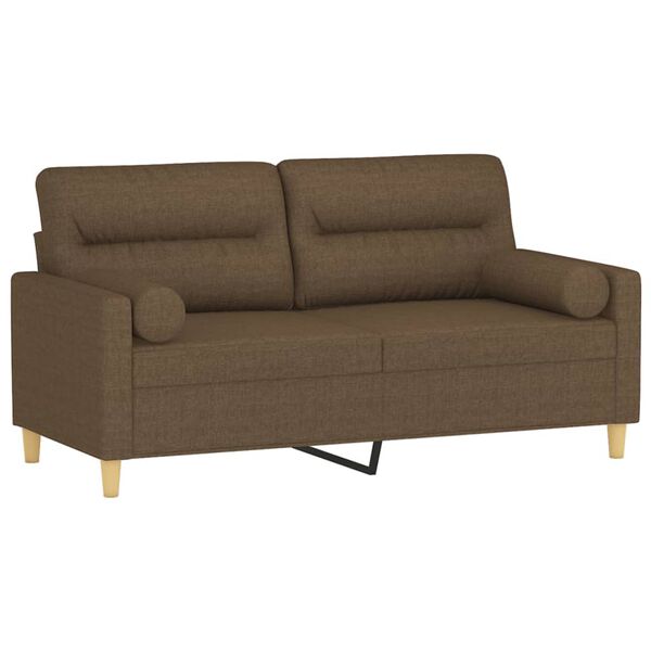 vidaXL Canap&eacute; 2 places et oreillers et coussins Marron 140 cm Tissu