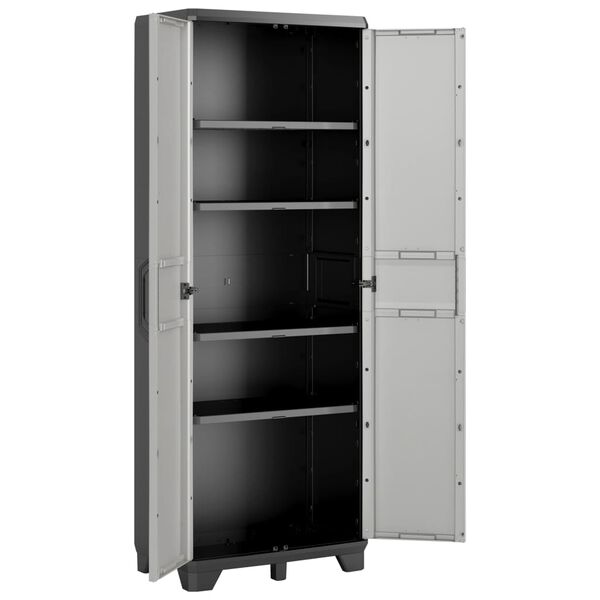 Keter Armoire de rangement avec &eacute;tag&egrave;res Gear Noir et gris 182 cm