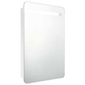vidaXL Armoire de salle de bain &agrave; miroir LED Blanc brillant 60x11x80cm