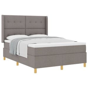 vidaXL Lit &agrave; ressorts avec matelas Taupe 160 x 200 cm tissu