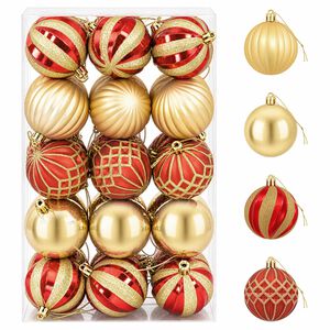 vidaXL Ensemble de boules de No&euml;l 30 pc Or et rouge &Oslash; 6 cm Plastique