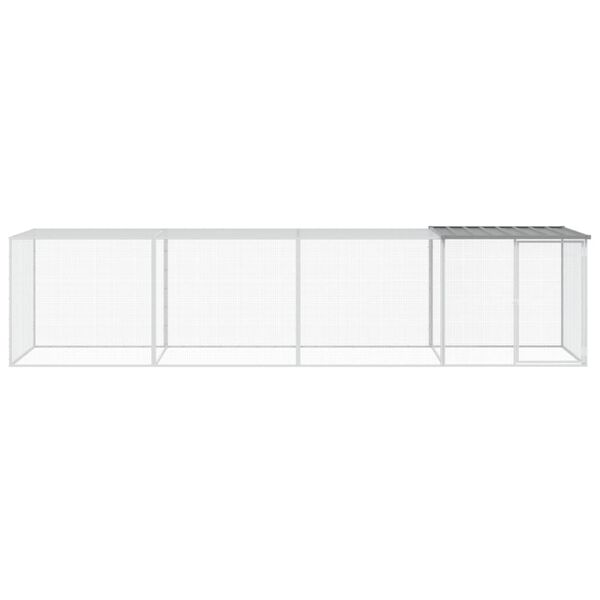 vidaXL Poulailler avec toit gris clair 403x98x90 cm acier galvanis&eacute;