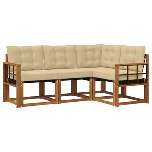 vidaXL Ensemble de canap&eacute;s d'ext&eacute;rieur 4 pc Naturel et Beige