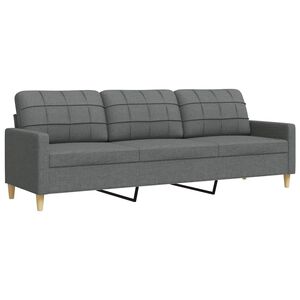 vidaXL Canap&eacute; &agrave; 3 places Gris fonc&eacute; 210 cm Tissu