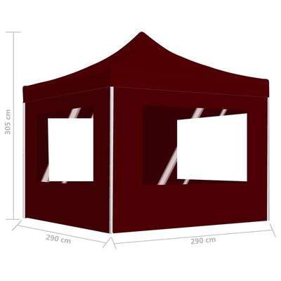 vidaXL Tente de réception pliable avec parois Aluminium 3x3 m Bordeaux
