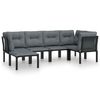 vidaXL Salon de jardin 6 pcs noir et gris r&eacute;sine tress&eacute;e