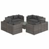 vidaXL Salon de jardin 9 pcs avec coussins R&eacute;sine tress&eacute;e Gris