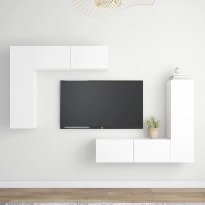 vidaXL Ensemble de meubles TV 4 pcs Blanc Aggloméré