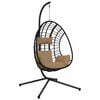 vidaXL Chaise suspendue en forme d'&oelig;uf et support taupe rotin et acier