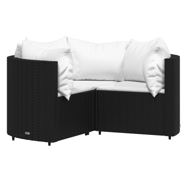 vidaXL Salon de jardin 4 pcs avec coussins Noir R&eacute;sine tress&eacute;e