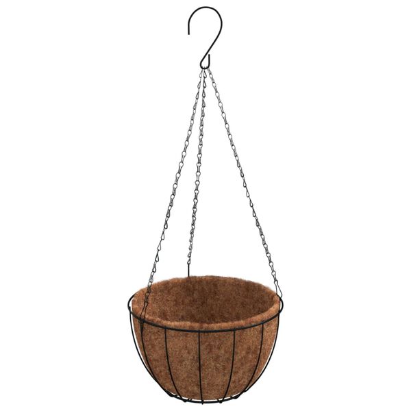 vidaXL Jardini&egrave;res suspendues 4 pcs avec doublure coco Noir &Oslash; 40x63 cm