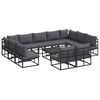 vidaXL Ensemble de canap&eacute; de jardin 12 pc Noir Aluminium