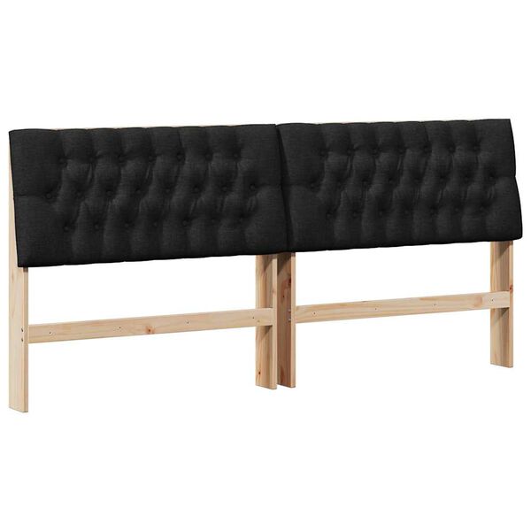 vidaXL T&ecirc;te de lit capitonn&eacute;e Noir 200 cm Pin massif
