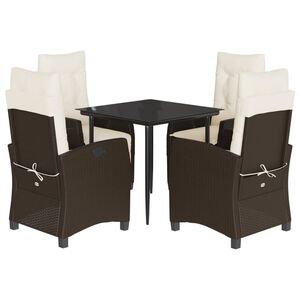 vidaXL Ensemble &agrave; manger de jardin 5 pcs et coussins marron poly rotin
