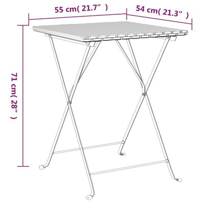 vidaXL Table de bistrot pliante Marron 55x54x71 cm Résine tressée