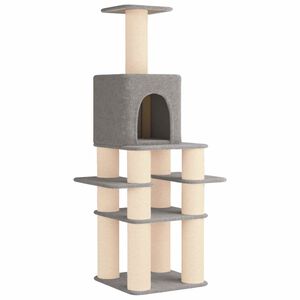vidaXL Arbre &agrave; chat avec poteaux &agrave; griffer en sisal Gris clair 180 cm