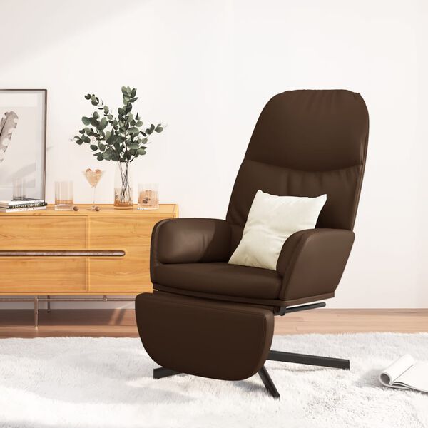 vidaXL Chaise de relaxation avec repose-pieds Marron Similicuir