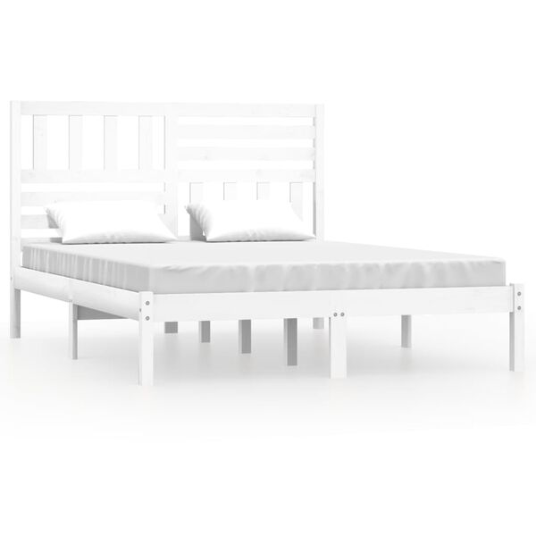 vidaXL Cadre de lit sans matelas blanc bois de pin massif 140x190 cm