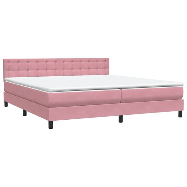 vidaXL Sommier &agrave; lattes de lit avec matelas rose 180x210 cm velours