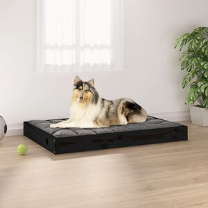 vidaXL Lit pour chien Noir 91,5x64x9 cm Bois de pin solide