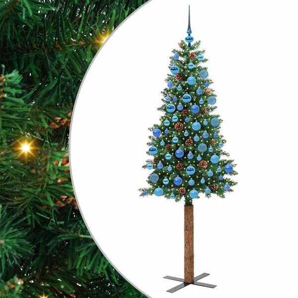 vidaXL Sapin de No&euml;l mince Vert 180 cm PVC et bois de pin massif