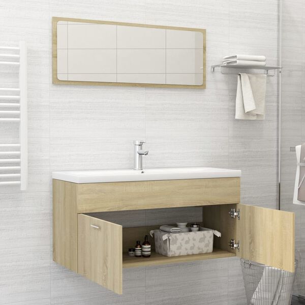 vidaXL Ensemble de meubles de salle de bain Ch&ecirc;ne sonoma Agglom&eacute;r&eacute;