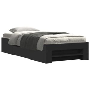 vidaXL Cadre de lit sans matelas noir 100x200 cm bois d'ing&eacute;nierie