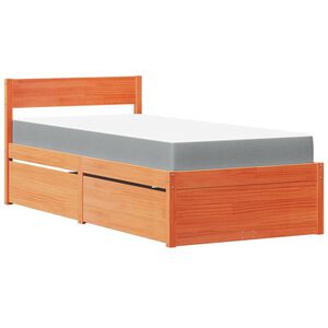 vidaXL Lit avec tiroirs/matelas cire marron 90x190 cm bois massif pin