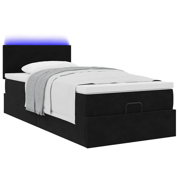 vidaXL Cadre de lit ottoman avec matelas noir 90x200 cm velours