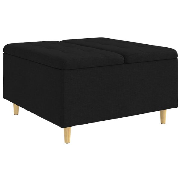 vidaXL Pouf de rangement avec coussin Noir 80 x 80 x 45 cm tissu