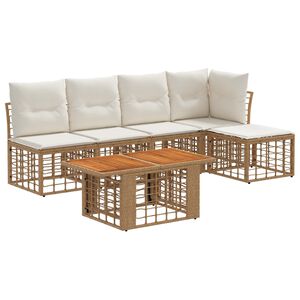 vidaXL Ensemble de canap&eacute; de jardin 6 pc Blanc Naturel et Cr&egrave;me