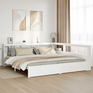 vidaXL Lit biblioth&egrave;que sans matelas blanc 200x200 cm bois pin massif