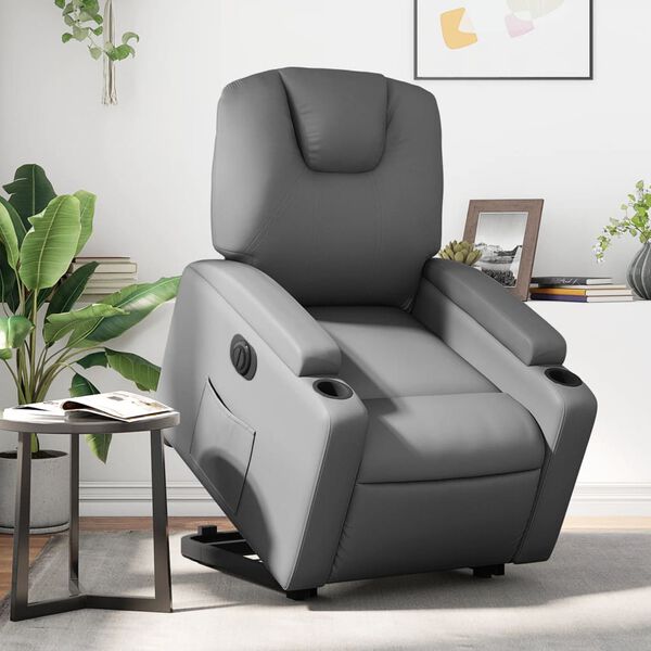 vidaXL Fauteuil inclinable &eacute;lectrique gris similicuir