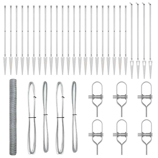 vidaXL Poteau de cl&ocirc;ture. Argent&eacute; 50 x 1,6 m (maillage de 50 mm) Acier