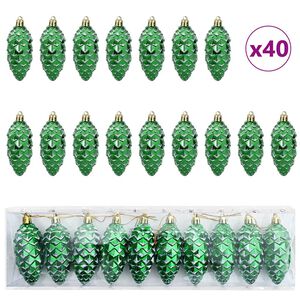 vidaXL Boule de Pomme de Pin de No&euml;l 40 pc Vert 4 x 9 cm Plastique LED