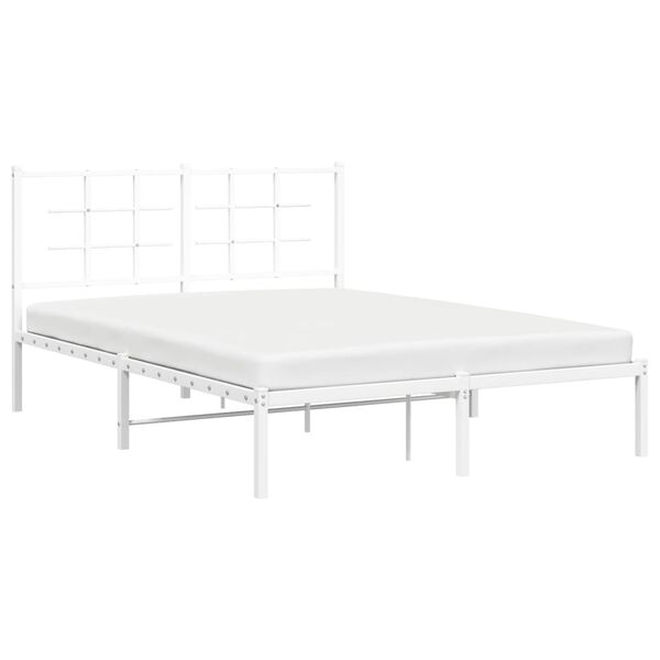 vidaXL Cadre de lit m&eacute;tal sans matelas et t&ecirc;te de lit blanc 140x200 cm