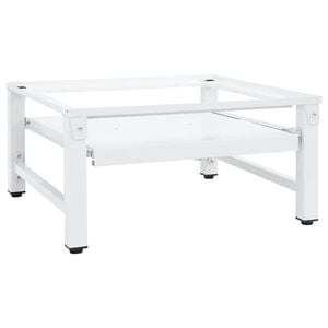 vidaXL Socle pour machine &agrave; laver avec &eacute;tag&egrave;re coulissante Blanc