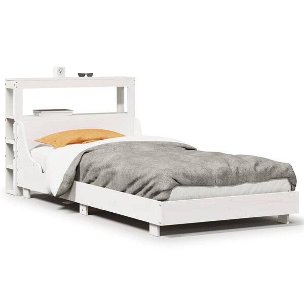 vidaXL Cadre de lit sans matelas blanc 90x190 cm bois de pin massif