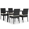 vidaXL Ensemble &agrave; manger de jardin 5 pcs R&eacute;sine tress&eacute;e Noir