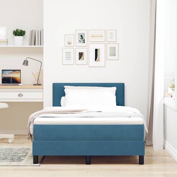 vidaXL Lit &agrave; ressorts avec matelas Bleu fonc&eacute; 120 x 190 cm Velours