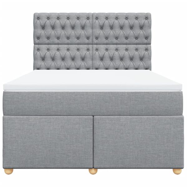 vidaXL Sommier &agrave; lattes de lit avec matelas Gris clair 140x190cm Tissu