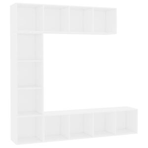 vidaXL Ensemble de biblioth&egrave;que/meuble TV 3 pcs Blanc 180x30x180 cm
