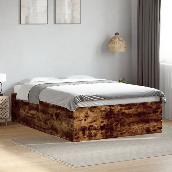 vidaXL Cadre de lit sans matelas ch&ecirc;ne fum&eacute; 120x190 cm