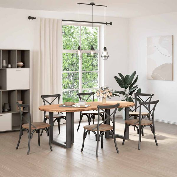 vidaXL Table &agrave; manger 220x100x74 cm bois de ch&ecirc;ne massif ovale