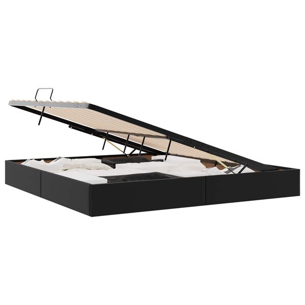 vidaXL Lit de Rangement avec matelas Noir 200 x 200 cm Faux cuir