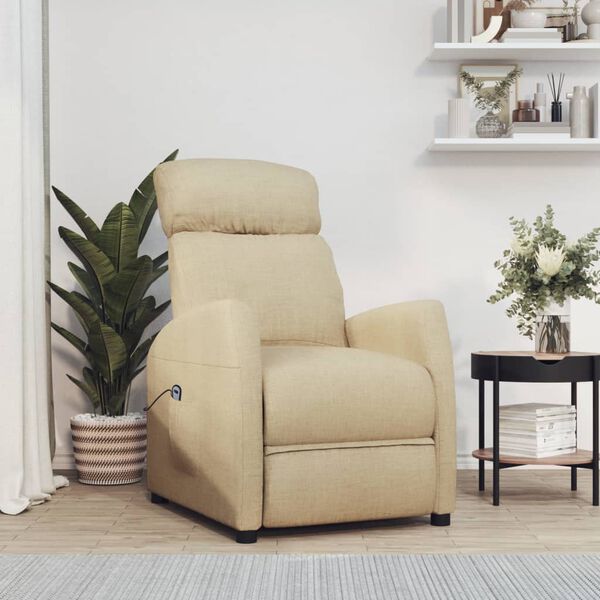 vidaXL Fauteuil inclinable &eacute;lectrique Cr&egrave;me Tissu