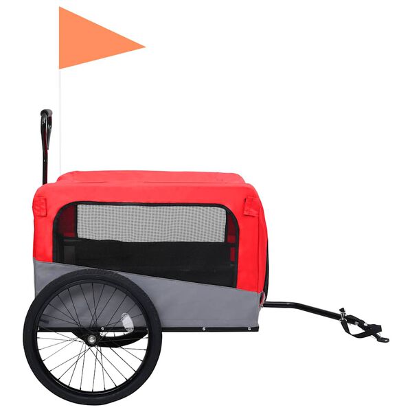 vidaXL Remorque de v&eacute;lo pour chiens et poussette 2-en-1 rouge et gris