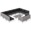 vidaXL Salon de jardin 12 pcs avec coussins R&eacute;sine tress&eacute;e Gris fonc&eacute;