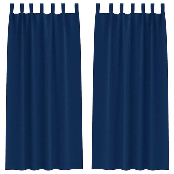 vidaXL Rideaux occultants avec anneaux 2 pcs Bleu fonc&eacute; 260 x 140 cm