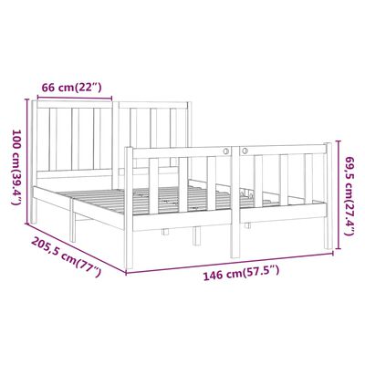 vidaXL Cadre de lit Noir Bois de pin massif 140x190 cm